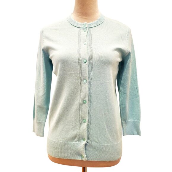 ELLEN TRACY SZ S Light Mint Green Button Front Soft Classic Cardigan Sweater - Picture 1 of 8